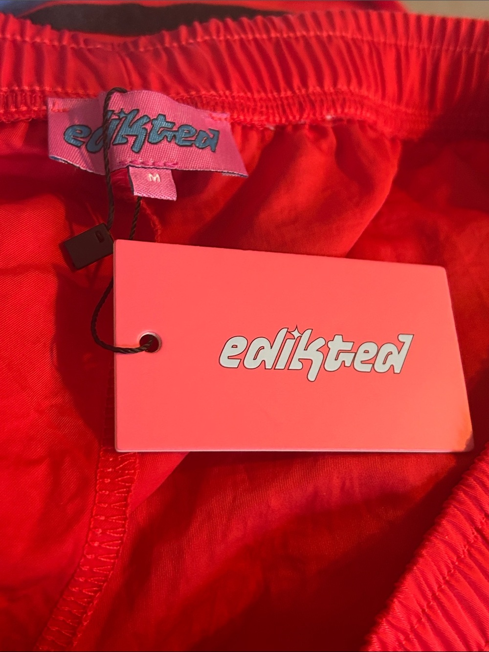 Edikted Red Sweatpants with Black Side Stripes - Picture 6 of 6